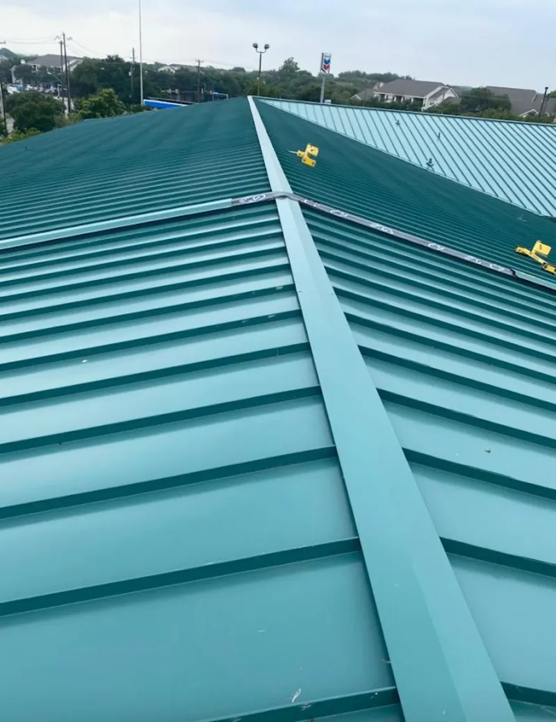 Green commercial metal roof ridge and valley for Metal Roof Repair in Elkton
